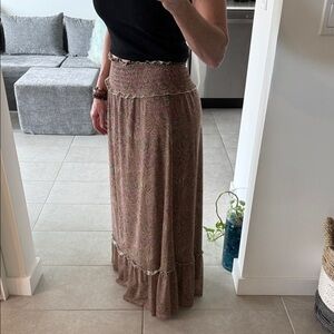 DR2 Paisley Maxi Skirt in Brown and Pink